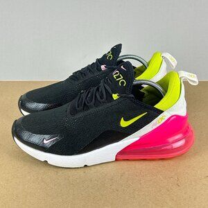 Nike Air Max 270 Pink Rise Athletic Shoes Womens 9.5 Black Pink Yellow Low Top